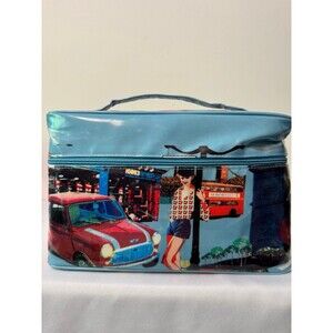 VINTAGE LONDON INSPIRED RETRO LOOK COSMETIC/CARRYALL nwt